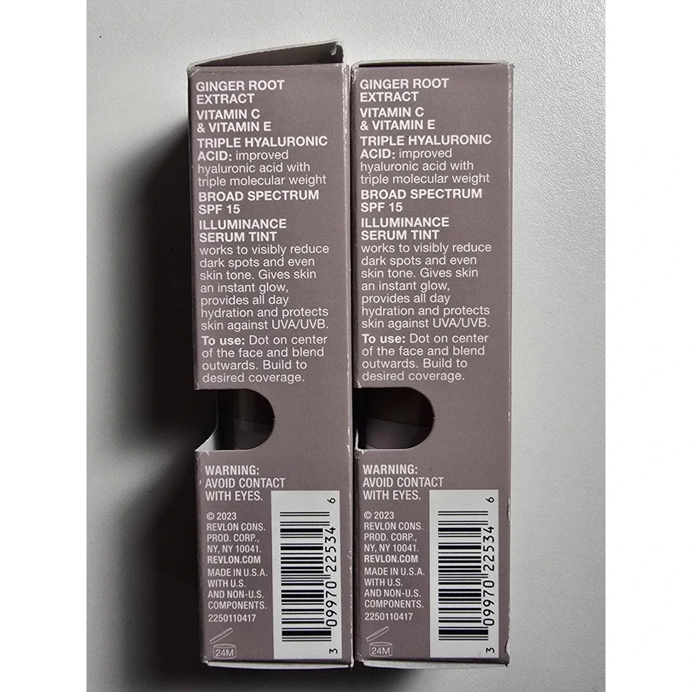 Revlon Lot of 2 Warm Camel 417‎ Illuminating Serum Tinted Broad Spectrum .94 oz
